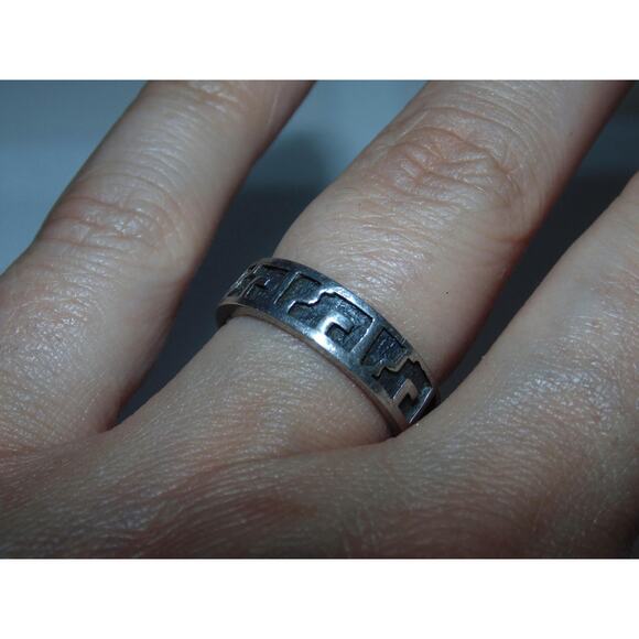 925 Vintage Estate Sterling Silver Ring Band Men Rocker Biker Size 8 - Picture 3 of 3